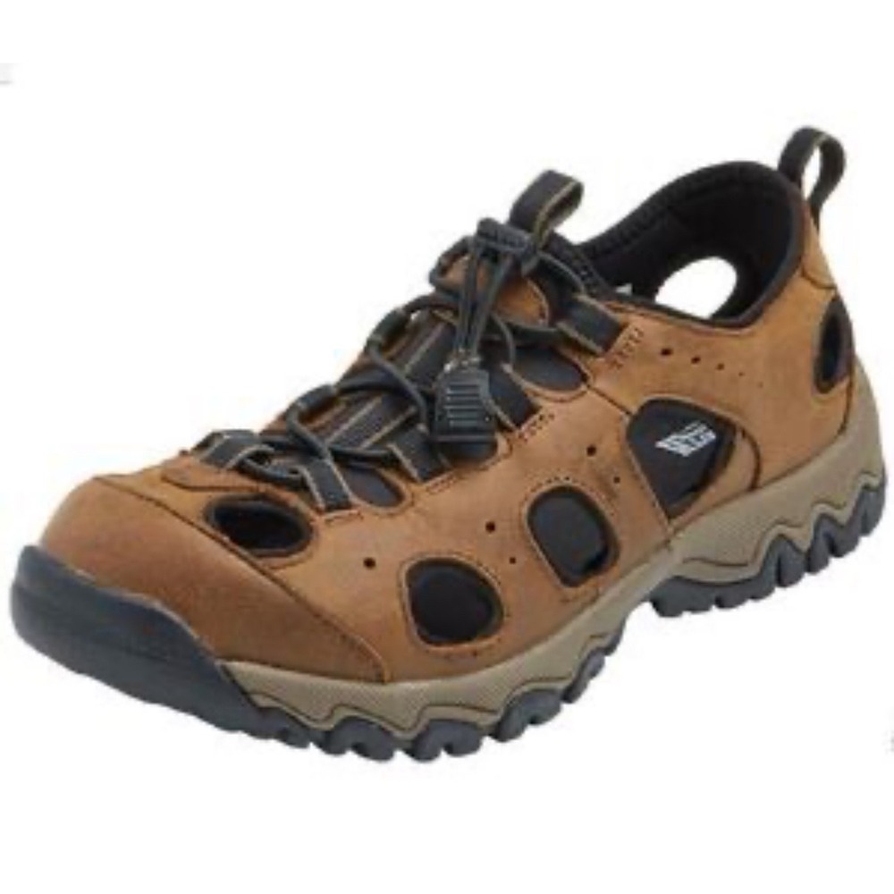 Duluth Trading Co Brown Wild Boar Oiled Leather Hiking Sandals Closed Toe 13 EUC